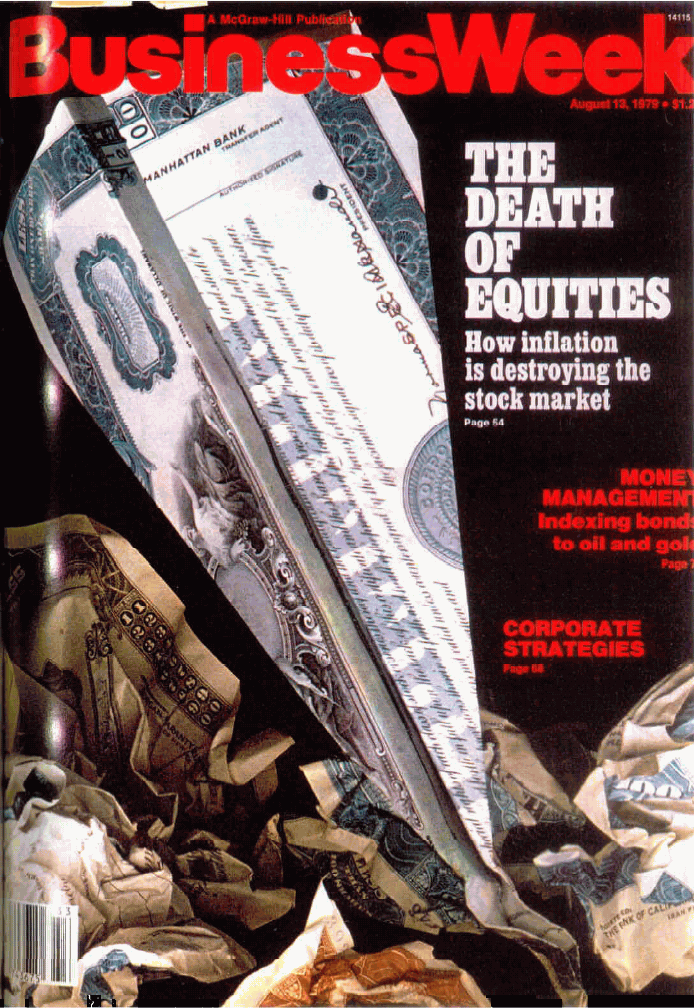 The death of equitiies Business Week cover 1979